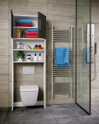 Produktbild von VCM Holz WC Toilette Regal | Toilettenüberbau | Überbauschrank | Wandschrank | Maße ca. B. 64 x  H. 190 x T. 25 cm  - Totas