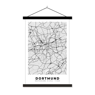 Produktbild von MuchoWow® Textilposter Karte - Dortmund - Stadtplan - Deutschland - Karte 120x180 cm mit schwarzem Rahmen - Fotos