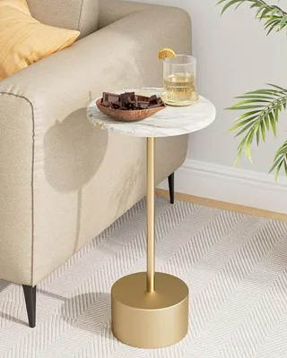 Produktbild von Azomor® Stilvolle runde Beistelltisch mit Marmoroptik für Wohnzimmer und Schlafzimmer