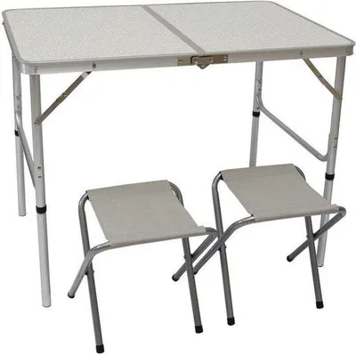 Productafbeelding van Inklapbare Kampeertafel met 2 Stoelen - Lichtgewicht Vouwtafel voor Picknicks en Kampeeravonturen