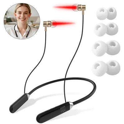 Produktbild von 2-in-1 Rotlicht-Therapiegerät für Ohren & Nase – 660nm & 810nm, Timer 15-45 min, waschbare Silikonaufsätze – Nacken tragbar