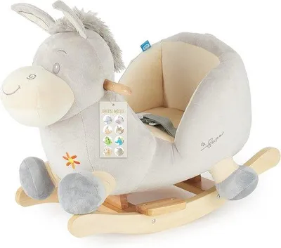Productafbeelding van Pluche schommeldier ezel 60 cm | kinderschommelstoel met veiligheidsgordel | babyschommel voor peuters
