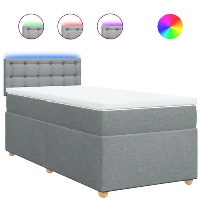 Produktbild von Boxspringbett mit Matratze Hellgrau 90x200 cm Stoff