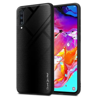 Produktbild von Cadorabo Hülle für Samsung Galaxy A70 / A70s Schutz Hülle in Schwarz Handyhülle TPU Etui Cover Case Tempered Glas