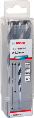 Obrázek produktu pro Bosch 2 608 577 261, Vrtačka, Spirálový vrták, Rotace po směru hodinových ručiček, 9,3 mm, 125 mm, Ocel, Litina