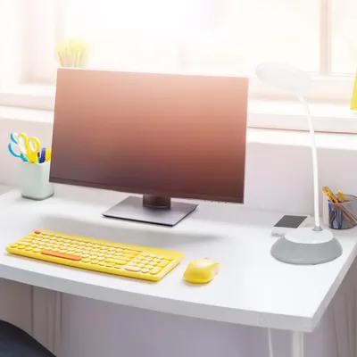 Image de Lampe de bureau LED VISUA DESK 5W LED Portable USB Contrôle des couleurs Sans fil, intensité variable, 3 heures de lumière, Gris