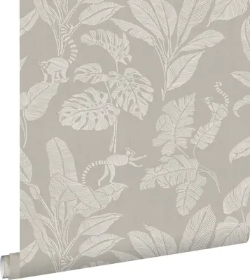 Obrázek produktu pro ESTAhome Tapety opice a listy džungle teplá šedá - 139862 - 50 x 900 cm