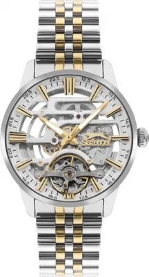 Produktbild von Herrenuhr SLAZENGER SL.09.2269.1.03 in gold mit modischem Skelett-Design.