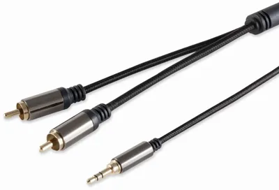 Produktbild von BlackBaumwolle Klinken Adapter Audiokabel, 3,5mm 2x Cinch, Stereo, schwarz - Länge: 5,00 m