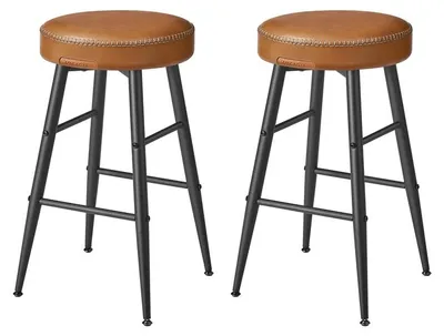Immagine prodotto di Set di 2 sgabelli da bar | Colore: marrone caramello | Dimensioni: 49,5 x 49,5 x 63 cm