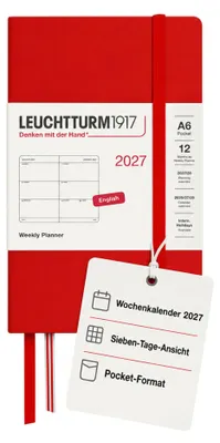 Productafbeelding van LEUCHTTURM1917 Wekelijkse agenda 2027, zakformaat (A6) - Engels, kersenrood, hardcover, 90 pagina's