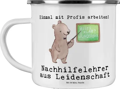 Produktbild von Mr. & Mrs. Panda Pott Nachhilfelehrer Leidenschaft - Weiß - Geschenk, becher emaille, Tasse, Nachhilfeunterricht, Nachhilfeschule, reisetasse, Lustig, Spruch, Teetasse
