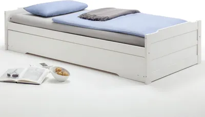 Produktbild von Ausziehbett LORENA Bett in weiss lackiert 90 x 200 cm Liegefläche