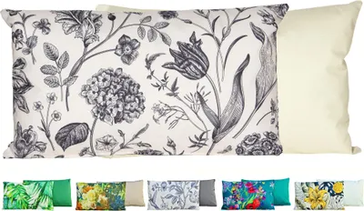 Produktbild von JACK Outdoor Lounge Kissen 30x50cm Motiv Dekokissen inkl. Füllung Wasserfest Sitzkissen Garten Stuhl, Farbe:Vintage Flowers