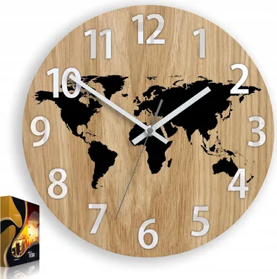 Produktbild von ModernClock, Eichenholz Uhr, wanduhr holz, 33cm, Silent Wanduhr, Wohnzimmeruhr