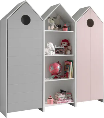 Produktbild von Regalschrank Set Kania mit Standregal MDF+Holzwerkstoff Grau + Pink