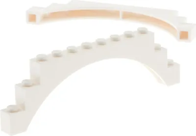 Produktbild von 2x Lego Bogenstein 1x12x3 weiß 1 Kreuzstütze rund Brücke 4520971 6108
