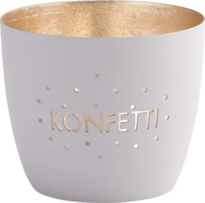 Produktbild von Giftcompany Geschenke Vertriebsgesellschaft mbH Madras Windlicht M Konfetti pastellgrau/gold 8,5cm