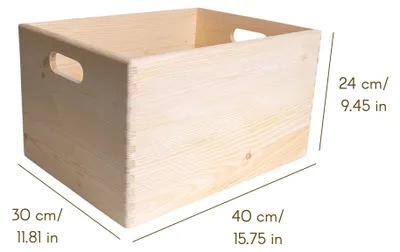 Produktbild von Creative Deco XXL Große Holzkiste Obstkiste Korb | 40x30x24cm (+/-1cm) | mit Griffen | ohne Deckel Hölzernen Kasten Unlackiert Holzbox Kiste Osterdeko