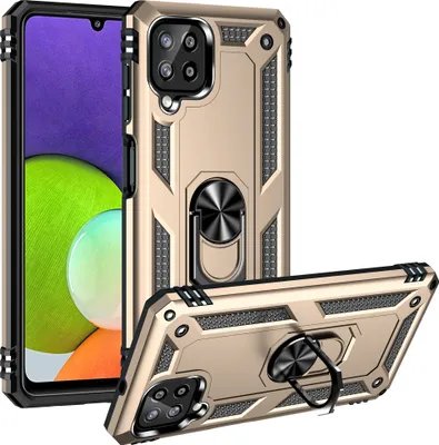 Image de Étui pour Samsung Galaxy A22 4G étui de protection militaire double couche avec support d'anneau et support Or