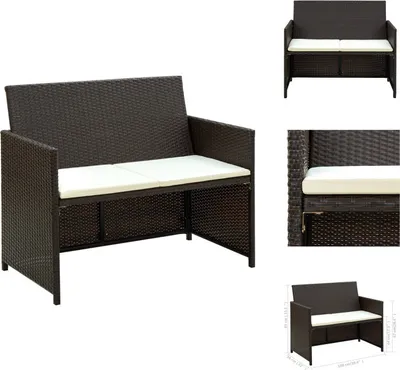 Image de vidaXL Canapé de jardin 2 places avec coussins Marron Poly rotin - Canapés de jardin