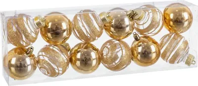 Produktbild von Weihnachtsbaumkugeln Gold Kunststoff 6 x 6 x 6 cm (12 Stück)