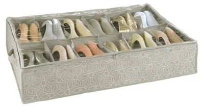 Produktbild von WENKO Unterbett Kommode für bis 12 Paar Schuhe Aufbewahrungs Tasche Schrank Bett