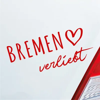 Produktbild von Auto Aufkleber Bremen verliebt Herz Stadt Heimat Liebe Car 19x8 cm Rot Sticker Heckscheibenaufkleber
