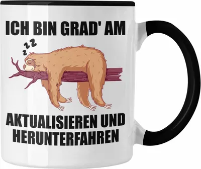 Produktbild von Trendation - Lustige Faultier Spruch Mitarbeiter Geschenk Arbeitskollege Tasse Kollegin Abschiedsgeschenk (Schwarz)