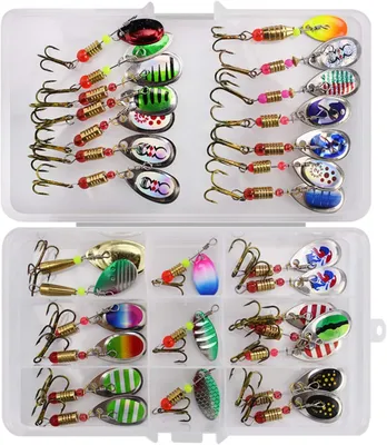 Imagen del producto de Conjunto de señuelos artificiales, de 31 piezas, que incluye peces de goma y anzuelos, ideal para pescadores