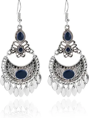 Produktbild von Mode Frauen baumeln Hohl Charm Haken Ohrringe Hochzeit Schmuck Geschenk Böhmen-Blau