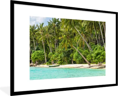 Produktbild von MuchoWow® Gerahmtes Poster Palme - Meer - Tropisch 90x60 cm - Poster mit Schwarzem Bilderrahmen Wandposter Rahmen Foto Bilder - Wanddekoration - Fotos