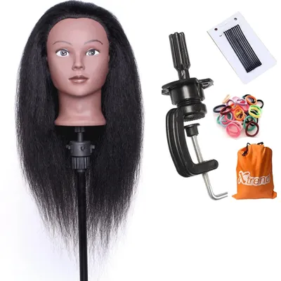 Produktbild von Solidchoice – Kopfmannequin mit Echthaar für Friseurausbildung, 50 cm