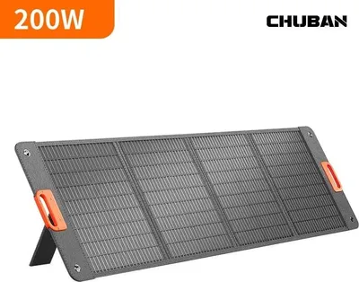 Obrázok produktu pre Solárny panel – 200 W, skladací, prenosný – na kempovanie a outdoorové aktivity – na nabíjanie powerbanky/generátora
