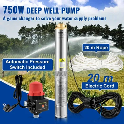 Image de Pompe d'égout - Pompe submersible - Pompe à eau propre - Pompe submersible pour puits profonds - Pompe à eau - 550W, 35L/min - Acier inoxydable
