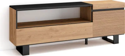 Produktbild von TV-Schrank, Lowboard, 150x35x57cm, Für TV-Geräte bis zu 65", Industriedesign, Eiche