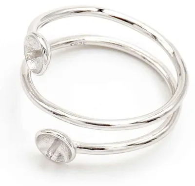 Produktbild von Vintageparts Ringrohling aus 925 Sterling Silber für halbgebohrte Perlen, 1 Stück