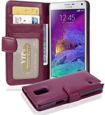 Obrázek produktu pro Cadorabo Pouzdro pro Samsung Galaxy NOTE 4 v purpurové barvě Zadní kryt Mobilní ochranný kryt Book Case Booklet Cardholder
