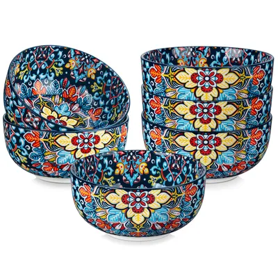 Image de Vancasso 6-pièces bol en porcelaine, set de bols, bols à céréales, bol à pâtes, bol à snacks, style bohème