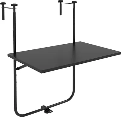 Produktbild von Outsunny Balkontisch zum Einhängen, klappbar Hängetisch, 3-fach höhenverstellbar Balkonhängetisch, bis 15 kg belastbar, für Garten, Metall, 62 x 60 cm, Schwarz