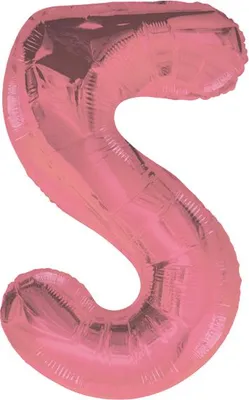 Image de Ballon en plastique chiffre CINQ 5 rose 100 cm 1 pc.