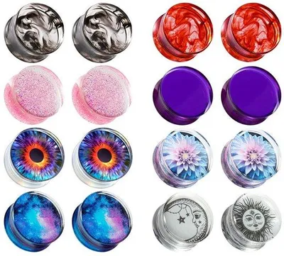 Productafbeelding van Piercingset van acryl en roestvrij staal - 16 stuks - oorringen - oorbelletjes - verschillende maten 8-25mm - comfortabel en stijlvol