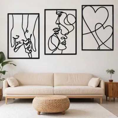 Productafbeelding van Minimalistische wanddecoraties van metaal - Moderne wandkunst voor slaapkamer, woonkamer en keuken (handgemaakt)
