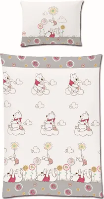 Produktbild von Disney Renforcé Bettwäsche 100x135cm Winnie Pooh Ferkel Wolke Blume
