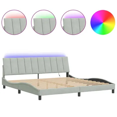 Immagine prodotto di vidaXL Struttura letto con LED senza materasso "Hanko" grigio chiaro 200x200 cm velluto