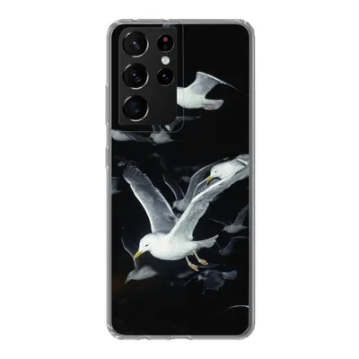 Produktbild von MuchoWow® Handyhülle Schutzhülle Hülle für Samsung Galaxy S21 Ultra Vogel - Schwarz - Schwarm Silikon Softcase Handy Hülle - Mobiltelefon