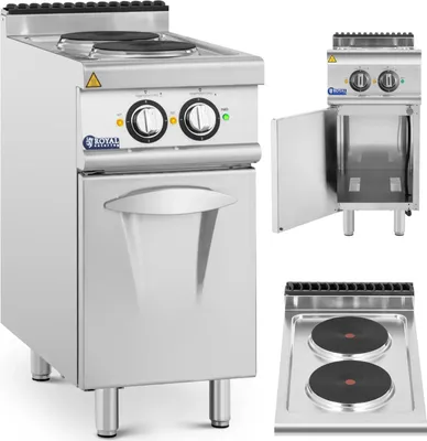 Obrázek produktu pro Expondo Royal Catering Elektrický sporák Gastro – 5,2 kW – 2 plotny – spodní skříňka –