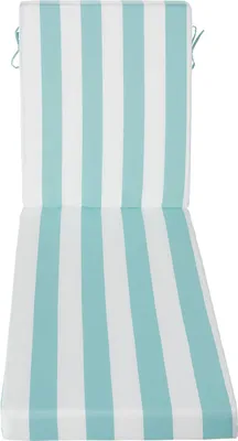 Produktbild von SucceBuy Deckchair-Auflage, 2032x660x98 mm, Polster für Sonnenliegen im Außenbereich, wasserabweisend und farbbeständig, Liegenkissen mit Befestigungsbändern, Terrassen-Liegekissen für Pooldeck, grün-weiß gestreift