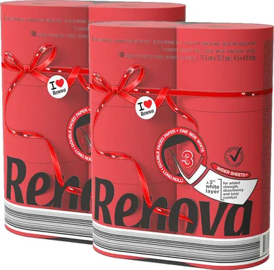 Produktbild von Toilettenpapier - rot - 12 Rollen (2 Packs á 6 Rollen)