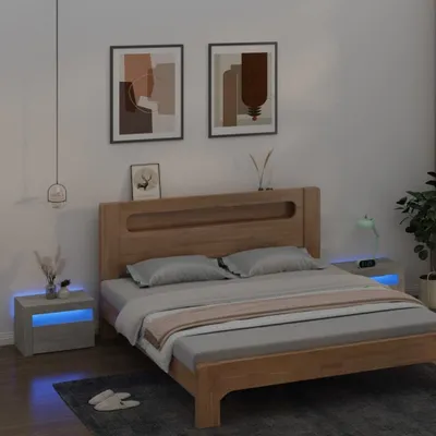 Obrázok produktu pre vidaXL Nočné stolíky 2 ks s LED diódami Betónová sivá 60x35x40 cm